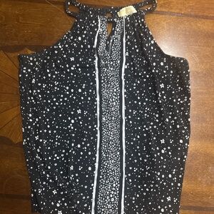 Michael Kors Petite Small women’s cute tank top flowers black and white
